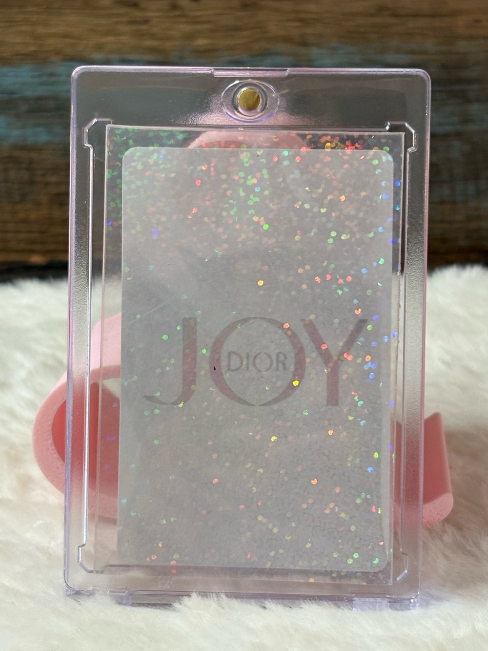 Dior Pink Glitter ID/Card Holder with JOY Motif